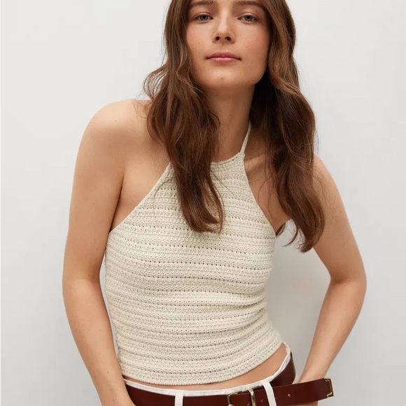 Mango Crochet Halter Top XL - Picture 1 of 8